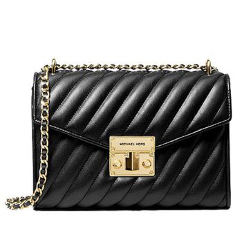 Túi Đeo Chéo Michael Kors MK Crossbody Bag Rose Medium Qulited Shoulder Bag Black 35T0GXOL2U Màu Đen