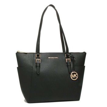Túi Tote Michael Kors MK Outlet Bag Charlotte Ladies 35T0GCFT7L 35F0SCFT3L Charlotte LG TZ Leather Màu Đen