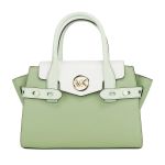 Túi Xách Michael Kors MK Carmen Medium Flap Belted Satchel Colorblock Light Sage Multi Màu Xanh Olive