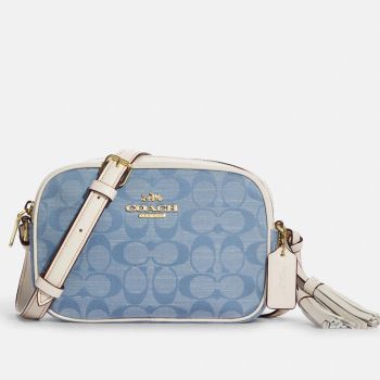 Túi Đeo Chéo Coach Mini Jamie Camera Bag In Signature Chambray Màu Xanh Phối Trắng
