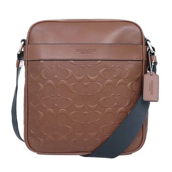 Túi Đeo Chéo Nam Coach Charles Flight Signature Nickel/Saddle Leather Cross Body Bag F24868 Màu Nâu