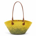 Túi Tote Loewe Small Anagram Basket Bag In Iraca Palm And Calfskin A223P65X04 Màu Vàng Xanh