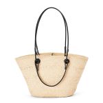 Túi Tote Loewe Anagram Basket Bag In Iraca Palm And Calfskin A223T43X02 Màu Kem Đen