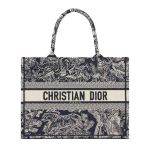 Túi Tote Dior Book Tote Blue Toile De Jouy Reverse Embroidery Medium Màu Xanh Blue