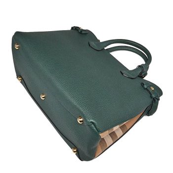 Túi Tote Burberry Bottle Green Calf Leather House Check Medium Banner Tote Bag Màu Xanh Green Size 34