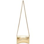 Túi Đeo Chéo Balenciaga Hourglass Croc-Embossed Leather Wallet-On-Chain In Gold Màu Vàng Gold