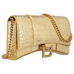 Túi Đeo Chéo Balenciaga Hourglass Croc-Embossed Leather Wallet-On-Chain In Gold Màu Vàng Gold