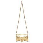 Túi Đeo Chéo Balenciaga Hourglass Croc-Embossed Leather Wallet-On-Chain In Gold Màu Vàng Gold