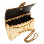 Túi Đeo Chéo Balenciaga Hourglass Croc-Embossed Leather Wallet-On-Chain In Gold Màu Vàng Gold
