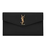 Túi Cầm Tay Nữ Yves Saint Laurent YSL Uptown Pouch In Grain De Poudre Embossed Leather Màu Đen Size 27