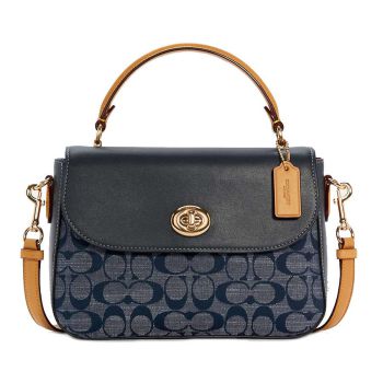 Túi Đeo Chéo Coach Marlie Top Handle Satchel In Signature Chambray C4921 Màu Xanh Navy Size 24