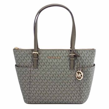 Túi Xách Michael Kors MK Ladies Jet Set East West Signature Logo Bag Top Zip Tote Bag Màu Xanh Olive