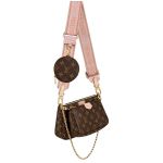 Túi Đeo Chéo Nữ Louis Vuitton LV Multi Pochette Accessoires M44840 Màu Nâu Dây Hồng