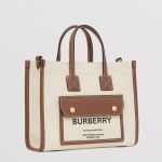 Túi Tote Burberry Mini Two-tone Canvas and Leather Freya Tote Màu Nâu