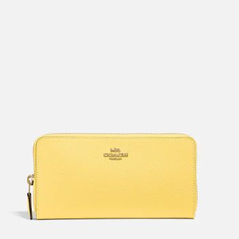 Ví Coach Accordion Zip Wallet In Crossgrain Leather Màu Vàng