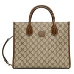 Túi Tote Gucci GG Supreme Canvas Medium Tote Bag Màu Nâu Be Size 36