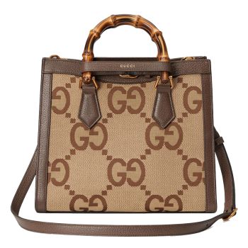 Túi Xách Gucci Diana Jumbo GG Small Tote Bag Màu Nâu