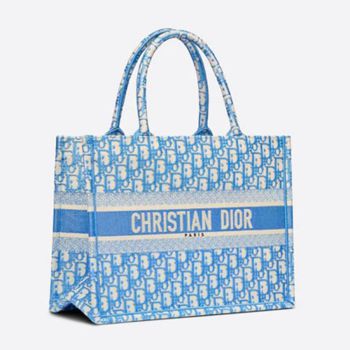 Túi Xách Tay Dior Medium Dior Book Tote Cornflower Blue Dior Oblique Embroidery Màu Xanh Dương