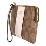 Ví Coach Corner Zip Wristlet In Signature Canvas F58035 Màu Nâu Be