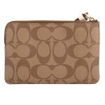 Ví Coach Corner Zip Wristlet In Signature Canvas F58035 Màu Nâu Be