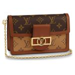 Túi Đeo Chéo Nữ Louis Vuitton LV Dauphine Chain Wallet Monogram Bag M68746 Màu Nâu