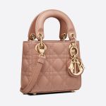 Túi Xách Tay Dior Micro Lady Dior Bagrose Des Vents Cannage Lambskin Màu Hồng Pastel