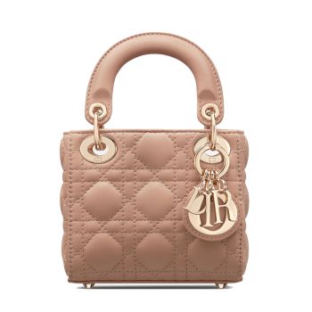 Túi Xách Tay Dior Micro Lady Dior Bagrose Des Vents Cannage Lambskin Màu Hồng Pastel