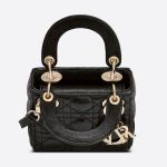 Túi Xách Tay Dior Micro Lady Dior Bag Black Cannage Lambskin Màu Đen