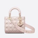 Túi Xách SMall Lady Dior My ABCDIOR Cannage Lambskin Màu Hồng Phấn