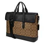 Cặp Xách Tay Coach Nam Portfolio Hamilton Beckett Structured Penn Brief In Signatur Black Leather Clutch Màu Nâu Đen