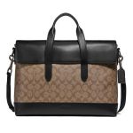 Cặp Xách Tay Coach Nam Portfolio Hamilton Beckett Structured Penn Brief In Signatur Black Leather Clutch Màu Nâu Đen