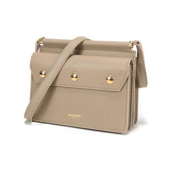 Túi Đeo Chéo Burberry Mini Leather Title Bag With Pocket Detail 8014580 Màu Beige