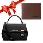 Combo Túi Michael Kors MK Ava Mini Đen + Ví Nam Tommy Hilfiger Tan H007019