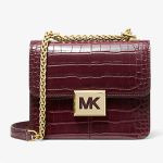 Túi Đeo Chéo Michael Kors MK Sonia Small Crocodile Embossed Faux Leather Shoulder Bag Màu Đỏ Mận