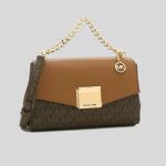 Túi Đeo Chéo Michael Kors MK Lita Small Two-Tone Logo And Leather Crossbody Bag 35H0GXPC1V Brown