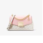 Túi Đeo Chéo Michael Kors MK Lita Small Two-Tone Logo And Leather Crossbody Bag Màu Vanilla Phối Hồng