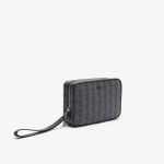 Túi Cầm Tay Lacoste Men's The Blend Zippered Monogram Canvas Clutch Màu Xám