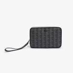 Túi Cầm Tay Lacoste Men's The Blend Zippered Monogram Canvas Clutch Màu Xám