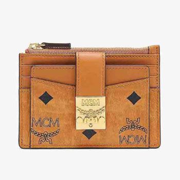 Ví Card MCM Patricia Zip Card Case In Visetos Màu Nâu