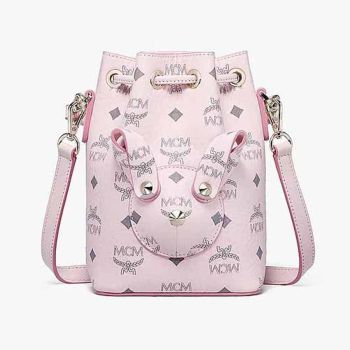 Túi Cầm Tay MCM Zoo Rabbit Bucket Bag In Visetos Pink Màu Hồng