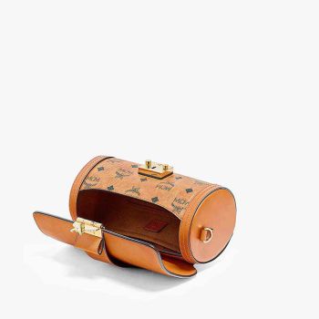 Túi Trống Mini MCM Tracy Crossbody In Visetos Cognac Màu Nâu