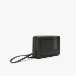 Túi Cầm Tay Clutch Lacoste Men’s Chantaco Graphic Piqué Leather Zip Pouch Màu Xanh Olive