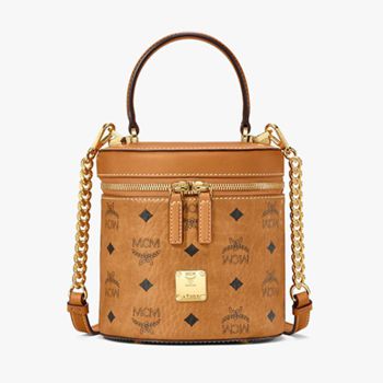 Túi Xách Tay MCM Cylinder Crossbody In Visetos Màu Nâu
