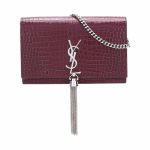 Túi Đeo Chéo Nữ Yves Saint Laurent YSL Kate Medium With Tassel In Embossed Crocodile Shiny Leather Dark Red Màu Đỏ Rượu