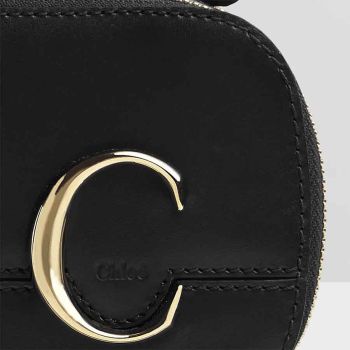 Túi Đeo Chéo Chloé C Mini Vanity Bag In Shiny Calfskin Màu Đen