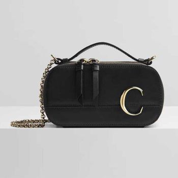 Túi Đeo Chéo Chloé C Mini Vanity Bag In Shiny Calfskin Màu Đen