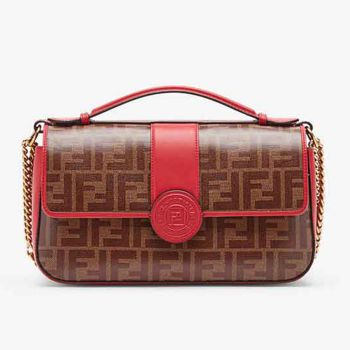 Túi Đeo Chéo Fendi Multicolour Leather And Fabric Bag Màu Nâu Đỏ
