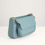 Túi Đeo Vai Pedro Tweed Double Flap Shoulder Bag Màu Xanh