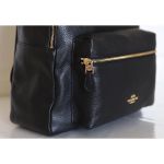 Balo Coach Saddle New Women's (F29004) Charlie Pebble Black Leather Backpack