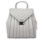 Balo Michael Kors MK Whitney Quilted Leather Backpack- Pearl Grey Màu Xám